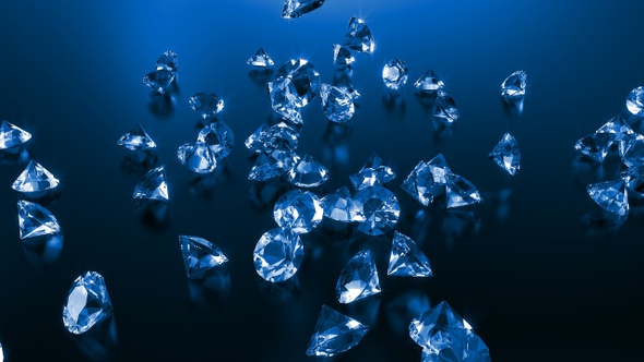 Blue Diamonds Falling On The Floor