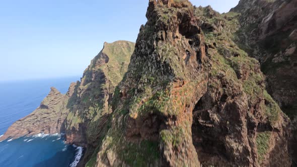 Flying Over Cliffs and Mountains Along the Coast