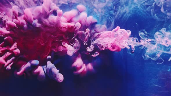 Color Ink Splash Pink Smoke Cloud Puff Blue Steam