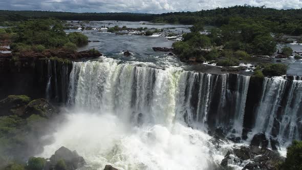 Famous Iguazu Falls at South America.  Giant waterfalls landscape.