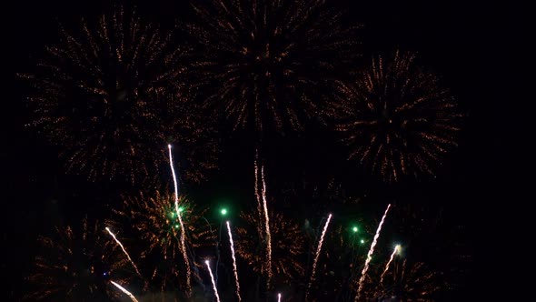 Colorful Firework display at night on sky background