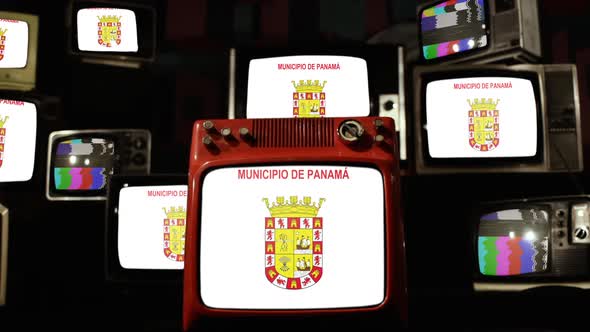 Flag of Panama City and Retro TVs.