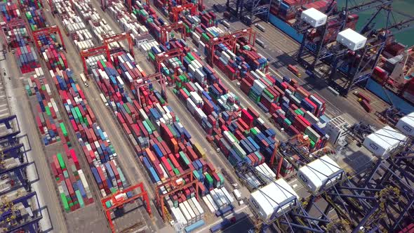 Top view of Kwai Tsing Container Terminals in Hong Kong