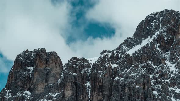 Time Lapse of Mountains with clouds, Dolomites, Italy