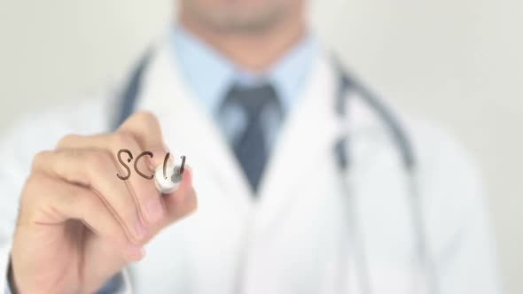 Schizophrenia Doctor Writing on Transparent Glass