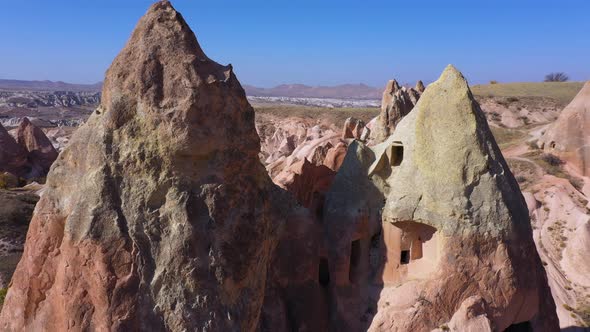 Rock Formations and Cave Houses of Goreme Valley.