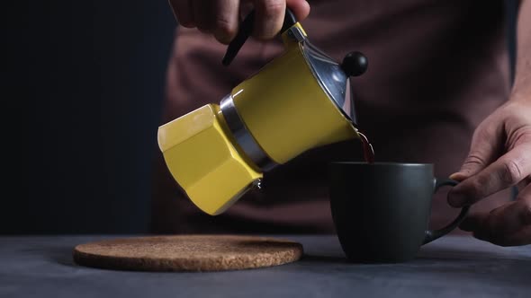 Coffee Espresso in Yellow Moka Pot