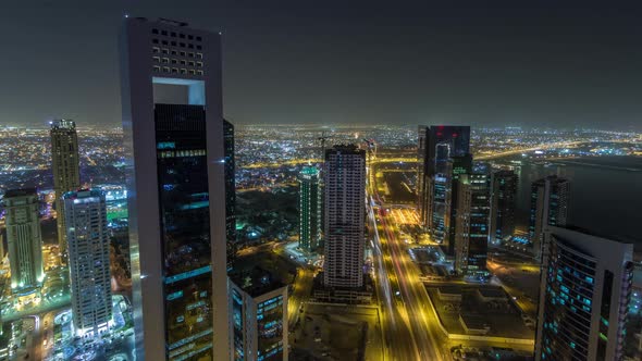 The Skyline of the West Bay Area From Top in Doha Timelapse Qatar