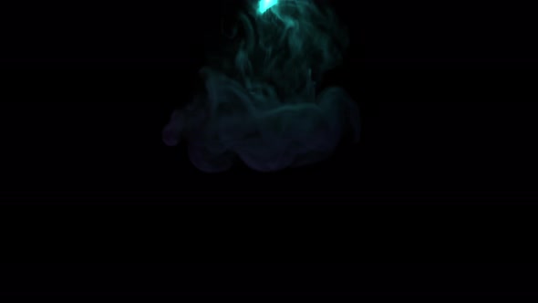 Colored smoke. Smoke pulses on black background.