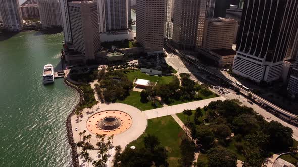 Claude Pepper Fountain Bayfront Park Miami Aerial Drone Footage