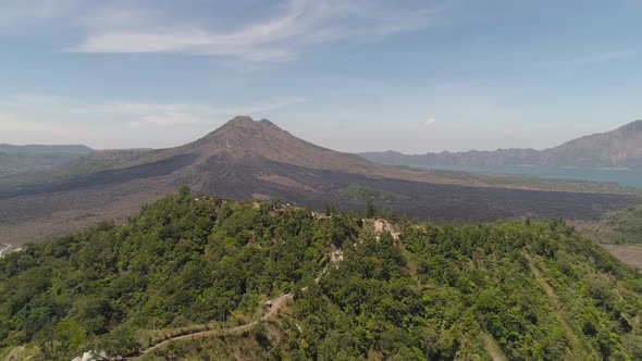 Mountain Landscape with Volcano Batur