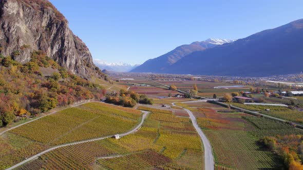 The Valais Wine Region in Switzerland Aerial View