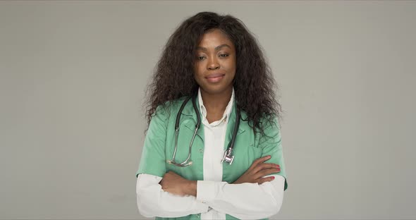 Confident African American Doctor Looking at Camera