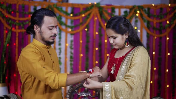 Indian Family Celebrating Raksha Bandhan Festival