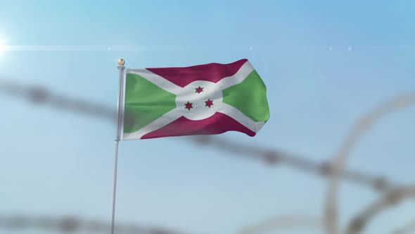 Burundi  Flag Behind Border