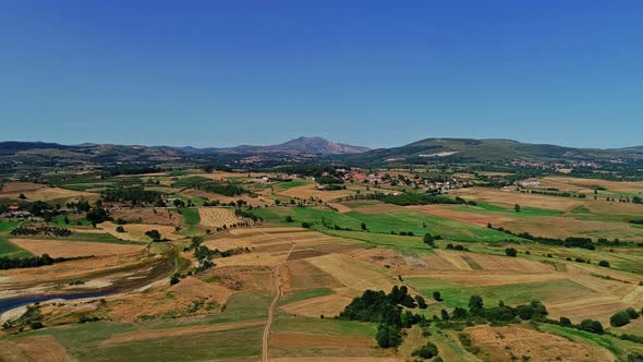 Aerial View of Yellow and Green Farmers Fields in Spring