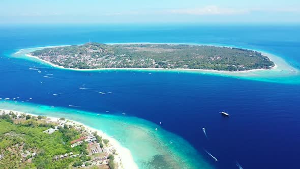 Aerial drone abstract of luxury sea view beach holiday by blue green water and bright sand backgroun