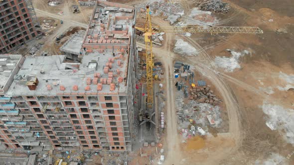 Camera Rotating Down Above Construction Site