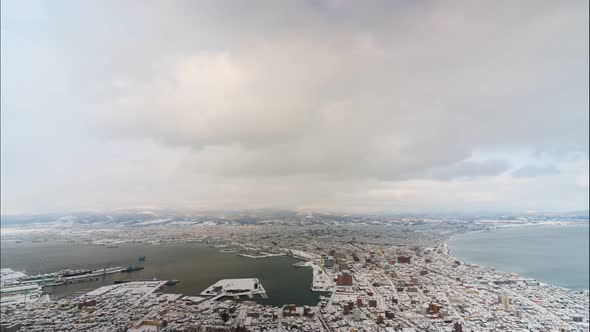 Beautiful landscape top of view at Hakodate city in Hokkaido Japan