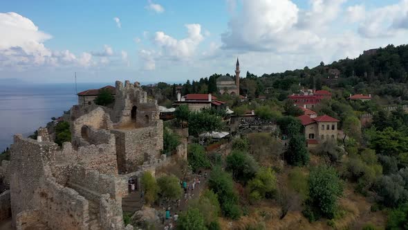 Alanya Castle Alanya Kalesi Aerial View of Mountain and City Turkey