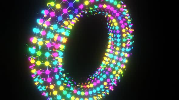 Vj Loop Rotation Of An Abstract Torus Flashing With Multicolored Lights 02