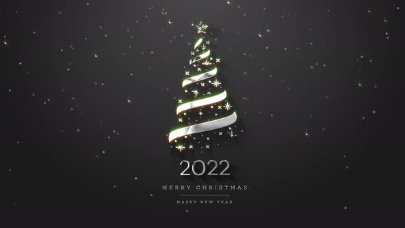 New Year Christmas Tree Black Background Loop
