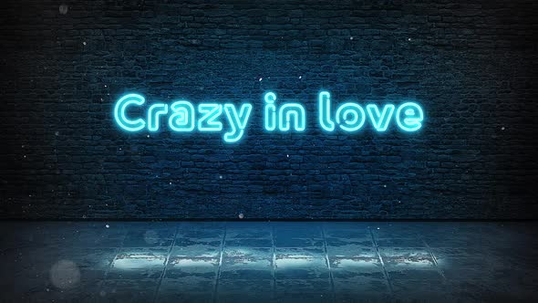 Crazy In Love - Neon Sign Quote Blue