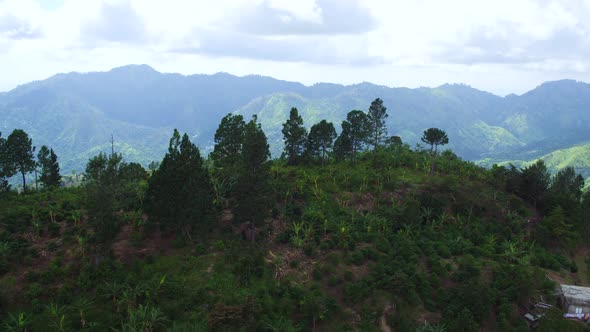 An aerial view of the Blue Mountains in Jamaica, looking towards Portland Parish and Saint Thomas pa