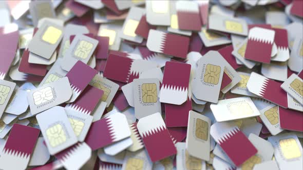 SIM Cards with Flag of Qatar