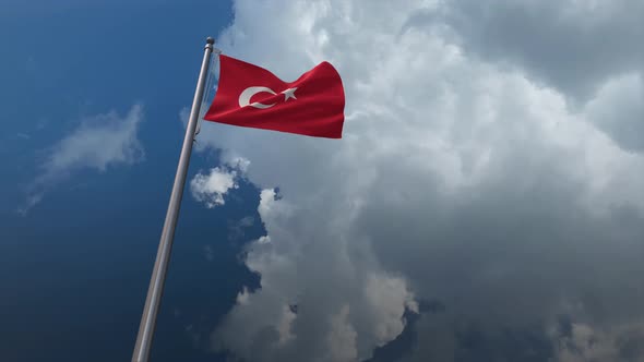 Turkey Flag Waving 4K
