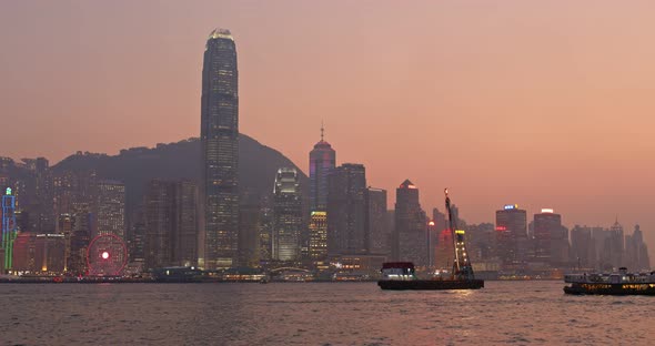 Hong Kong harbor sunset