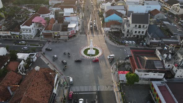 Aerial view of Tugu Jogja or Yogyakarta Monument, Indonesia.