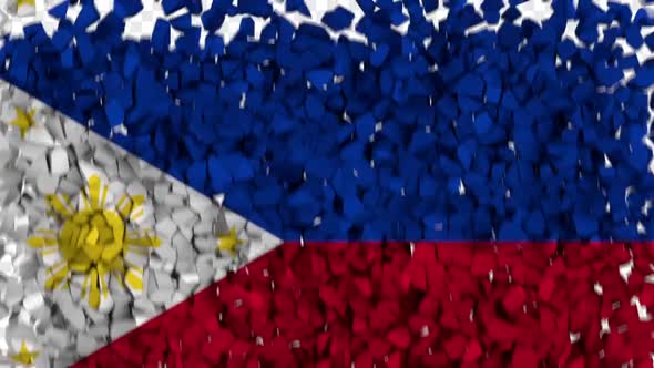 Philippines Flag Breaking Rocks Transition