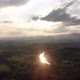 Aerial view of drone of river and green mountain top and fog in sunset - VideoHive Item for Sale