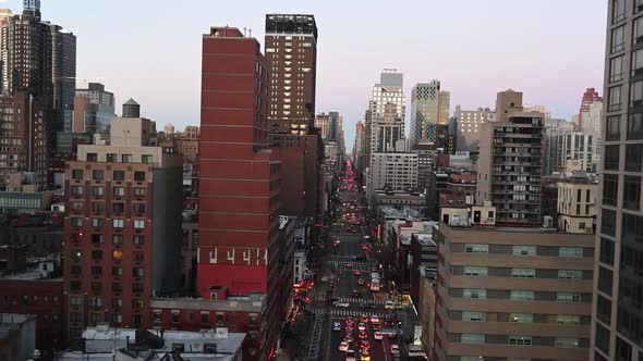 Tramway view of the mean streets of NYC at dusk.  Incredible view only via tramway to Roosevelt Isla