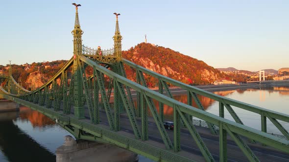 Panning the Liberty Bridge in Budapest Hungary