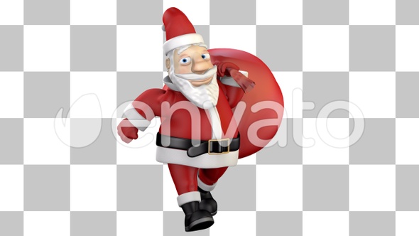 Santa Claus walking with bag v2