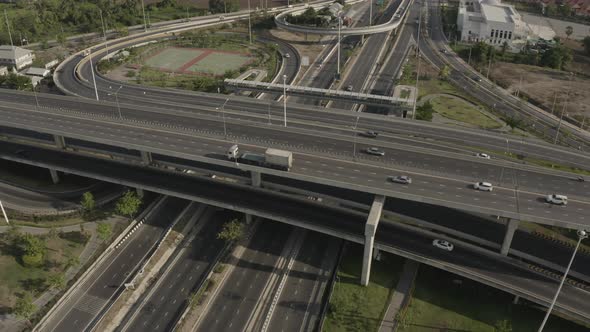 Aerial View of Highway Speed Car