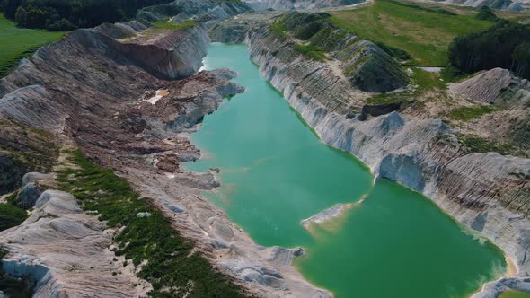 Mountain lake with blue water. Reflection in the water.Aerial View.