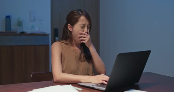 Woman work on laptop computer at home