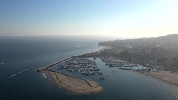 Santa Barbara Harbour From Above In California, USA. - aerial