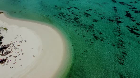 Birds Eye View Crystal Water Corals and Empty Beach Thailand