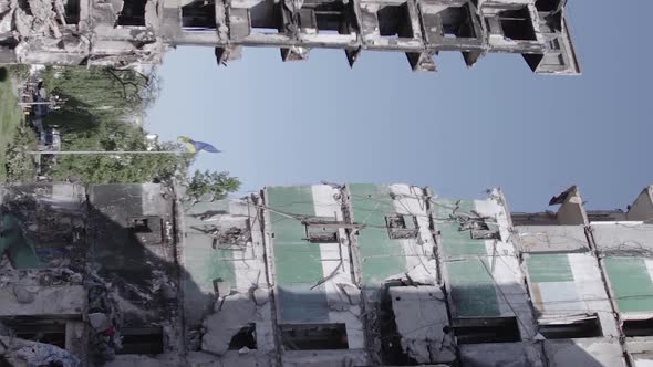 Vertical Video of a Bombed House in Borodyanka Ukraine