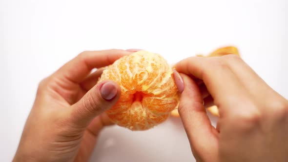 Orange Mandarin in Women's Hands