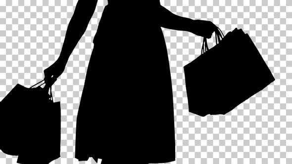 Silhouette Woman with shopping bags, Alpha Channel