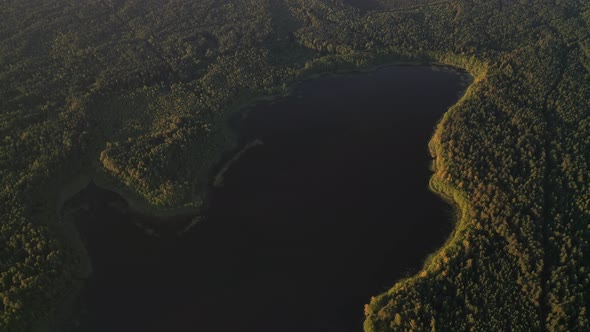 Top View of the Lake Bolta in the Forest in the Braslav Lakes National Park the Most Beautiful