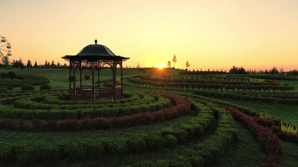 Scenic Landscape of Beautiful Summer Park Dobropark at Sunrise Motyzhyn Ukraine