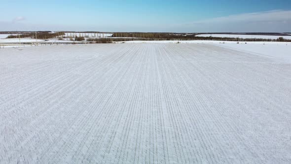 Snowcovered Field View From a Height