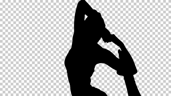 Silhouette woman doing Eka Pada Rajakapotasana, Alpha Channel alt