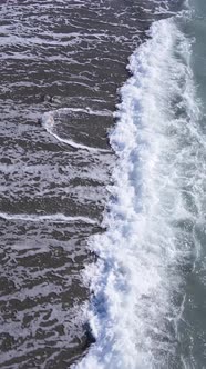 Vertical Video of Sea Water Near the Seashore Slow Motion